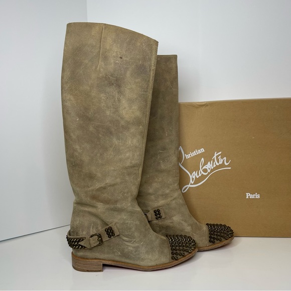 CHRISTIAN LOUBOUTIN Spiked Boots “Flat crosta” - Picture 10 of 13